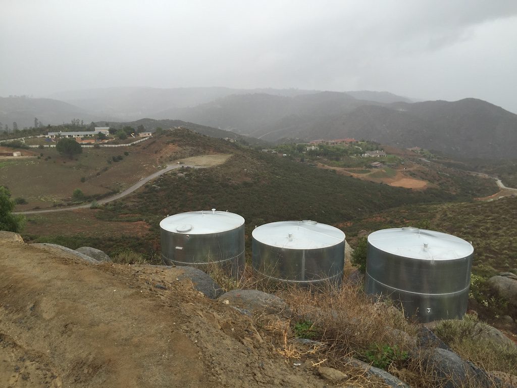 Rainwater storage in 10,000 gallon tanks